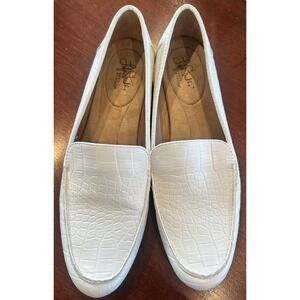 New Life Stride Margot White Embossed Croc Leather Loafers 11M EUC